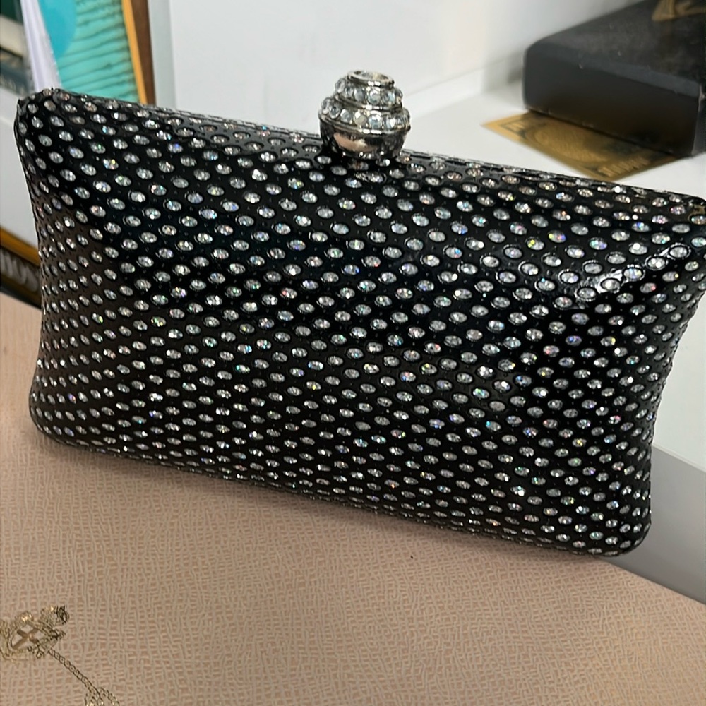 Vintage 1990’s Evening Bag Black & Silver Small Estate